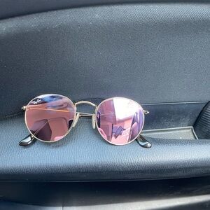 Pink round raybans with case